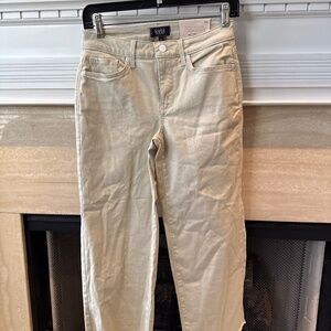 Tan Cropped Wide Bottom Jeans